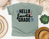 Hello Fourth Grade Backpack graphic tee in Bay