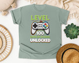 Level 100 Days Of School Unlocked graphic tee in Bay