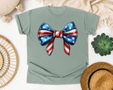 Patriotic Flag Bow Grey graphic tee in Bay