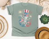 Patriotic Skeleton Fireworks Pink 4 graphic tee in Bay