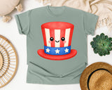 Uncle Sam Top Hat Orange graphic tee in Bay