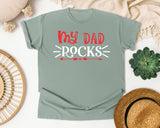 My Dad Rocks Red graphic tee in Bay