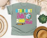 Straight Outta 2nd Grade Globe graphic tee in Bay