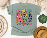 Second Grade Hearts Graphic Tee graphic tee in Bay