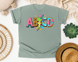 ABCD Leopard Bolt graphic tee in Bay