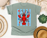 Patriotic Lobster Martini graphic tee in Bay