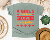 A Girl's First True Love Is Her Father Red graphic tee in Bay