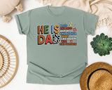 He Is Dad Brave Like David Warrior Like Joshua Grey graphic tee in Bay