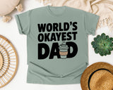 World's Okayest Dad White graphic tee in Bay