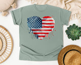 American Flag Heart Grey graphic tee in Bay