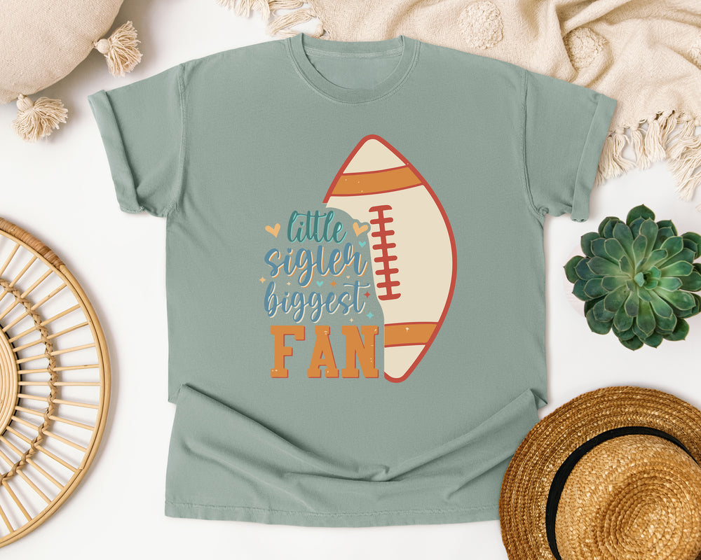 Little Sister Biggest Fan Ball graphic tee in Bay