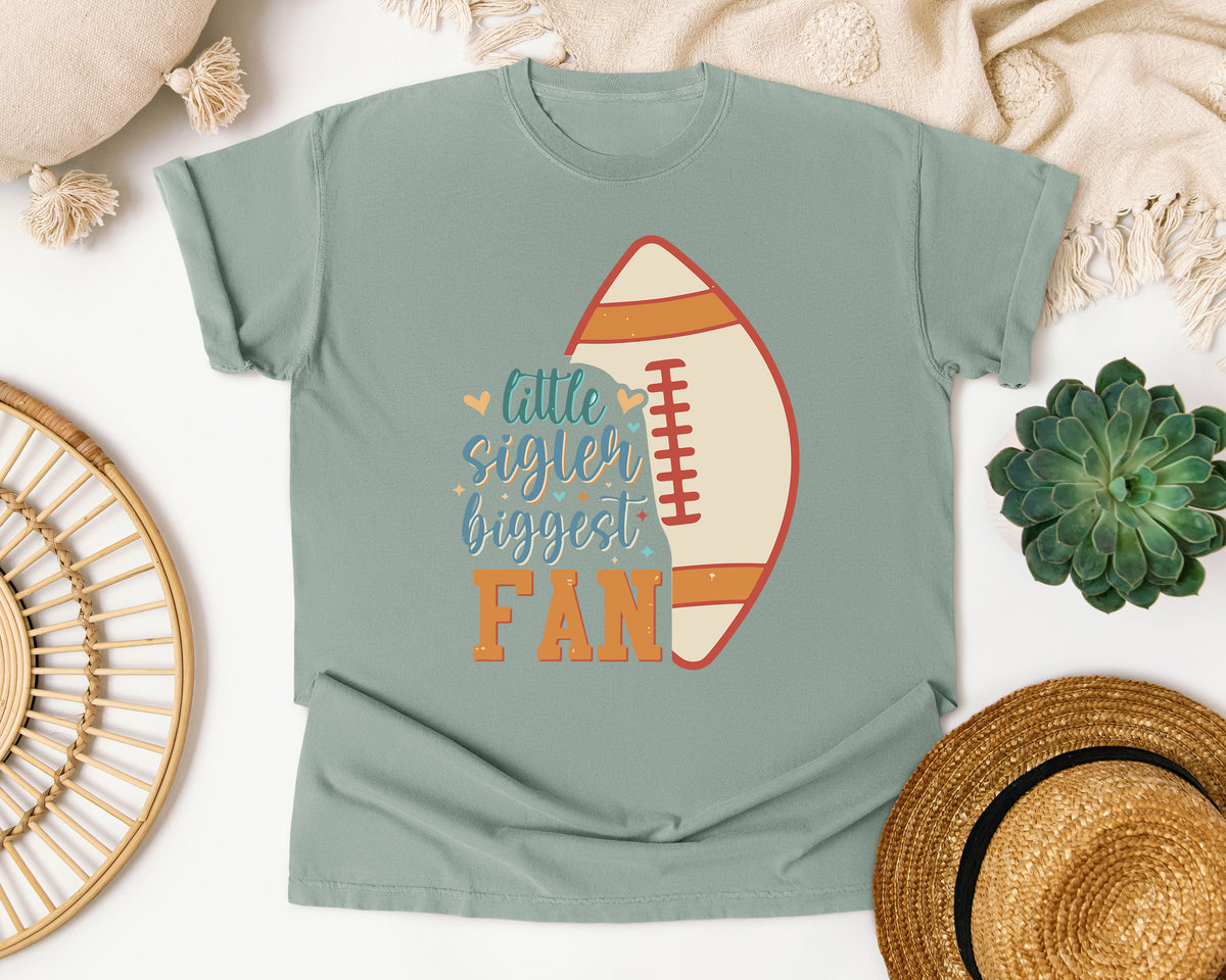 Little Sister Biggest Fan Ball graphic tee in Bay