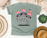 Patriotic Skeleton Trio Grey graphic tee in Bay