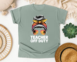 Teacher Off Duty Messy Bun graphic tee in Bay