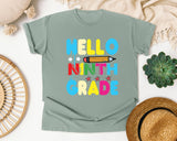 Hello Ninth Grade graphic tee in Bay