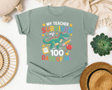 My Teacher Survived 100 Days Of Me Dinosaur graphic tee in Bay