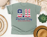 Patriot Day We Will Never Forget Navy graphic tee in Bay