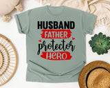 Husband Father Protector Hero graphic tee in Bay