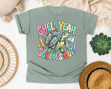 Shell Yeah Schools Out Turtle graphic tee in Bay