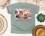 Game Day Football Bows graphic tee in Bay