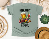 Beer Meat Repeat Brown graphic tee in Bay