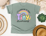 Its A Good Day To Teach Tiny Humans Rainbow graphic tee in Bay