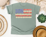 Floral American Flag Grey graphic tee in Bay