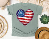 American Flag Heart Red 3 graphic tee in Bay