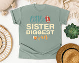 Little Sister Biggest Fan Bold graphic tee in Bay