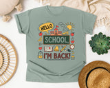 Hello School Im Back graphic tee in Bay