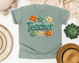Teacher Daisy Stitch Graphic Tee graphic tee in Bay