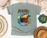 Hot Grillin Cool Chillin Dad Livin graphic tee in Bay