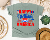 Happy Birthday America White graphic tee in Bay