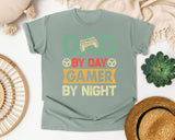 Dad By Day Gamer By Night Grey graphic tee in Bay