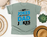 My Jokes Are Officially Dad Jokes graphic tee in Bay