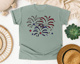 Patriotic Fireworks Burst graphic tee in Bay
