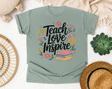 Teach Love Inspire Floral graphic tee in Bay