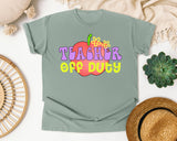 Teacher Off Duty Apple graphic tee in Bay