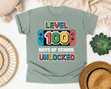 Level 100 Days Of School Unlocked graphic tee in Bay
