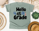 Hello 4th Grade Backpack graphic tee in Bay
