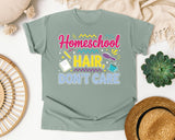 Homeschool Hair Dont Care graphic tee in Bay