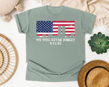 We Will Never Forget Navy 2 graphic tee in Bay
