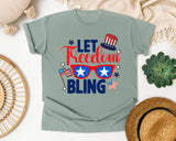 Let Freedom Bling Navy graphic tee in Bay