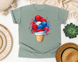 Patriotic Ice Cream Cone Red graphic tee in Bay
