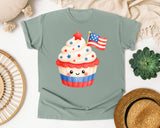 Patriotic Cupcake With Flag graphic tee in Bay
