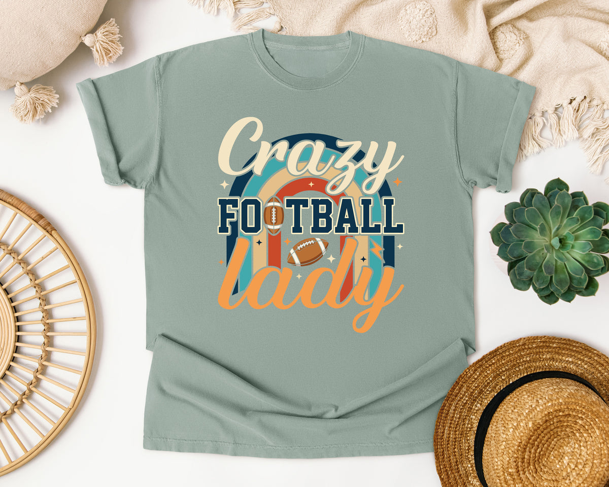 Crazy Football Lady Rainbow graphic tee in Bay