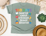 100 Days Smarter Kinder Stronger Braver Brighter graphic tee in Bay