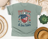 Stars Stripes And Sea Tides Grey 2 graphic tee in Bay