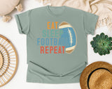 Eat Sleep Football Repeat Retro graphic tee in Bay