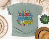 Colors Numbers And Laughs graphic tee in Bay